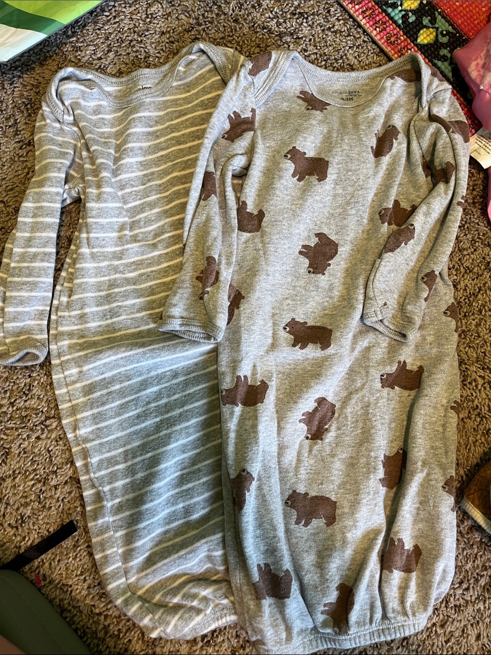 Gray Kids Sleep Gown with Brown Bear Print - Cozy Pajama